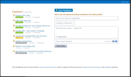 feedback to Nintex directly